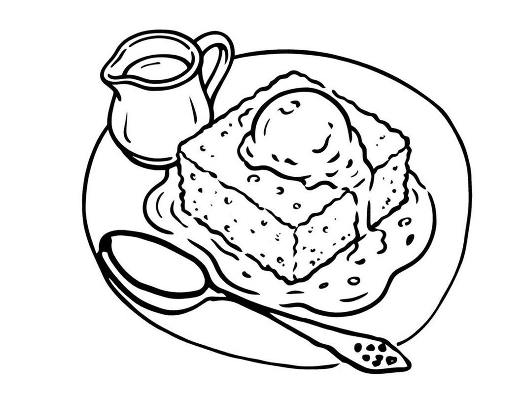 Line drawing of malvapoeding served with ice cream